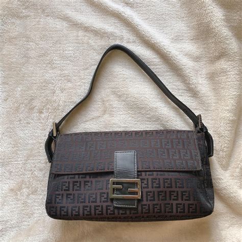 fendi zucca baguette black|genuine fendi baguette.